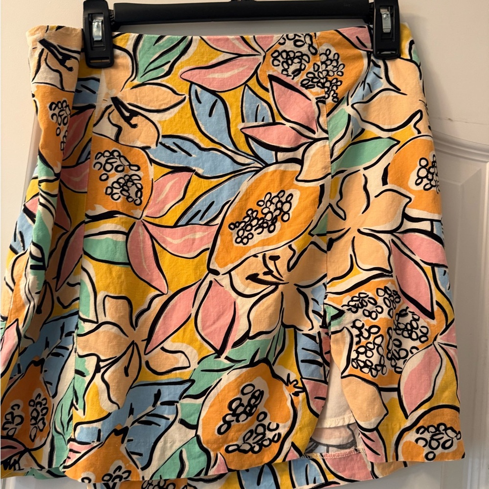 Astr Multicolor Floral A-Line Skirt in Yellow, Pink & Blue